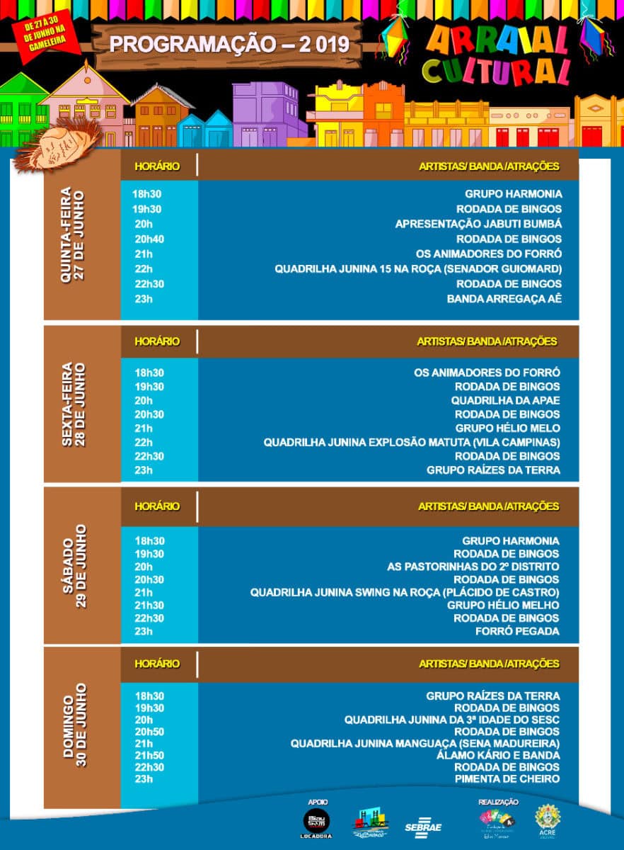 Toda a programação do evento